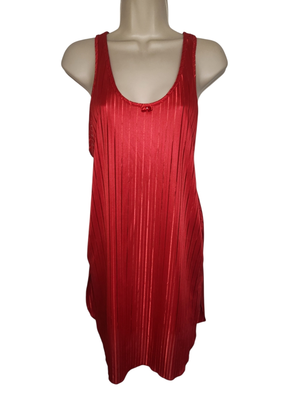Vintage Red Satin Slip Dress Medium Undercover Wear USA Mini Nightgown Lingerie